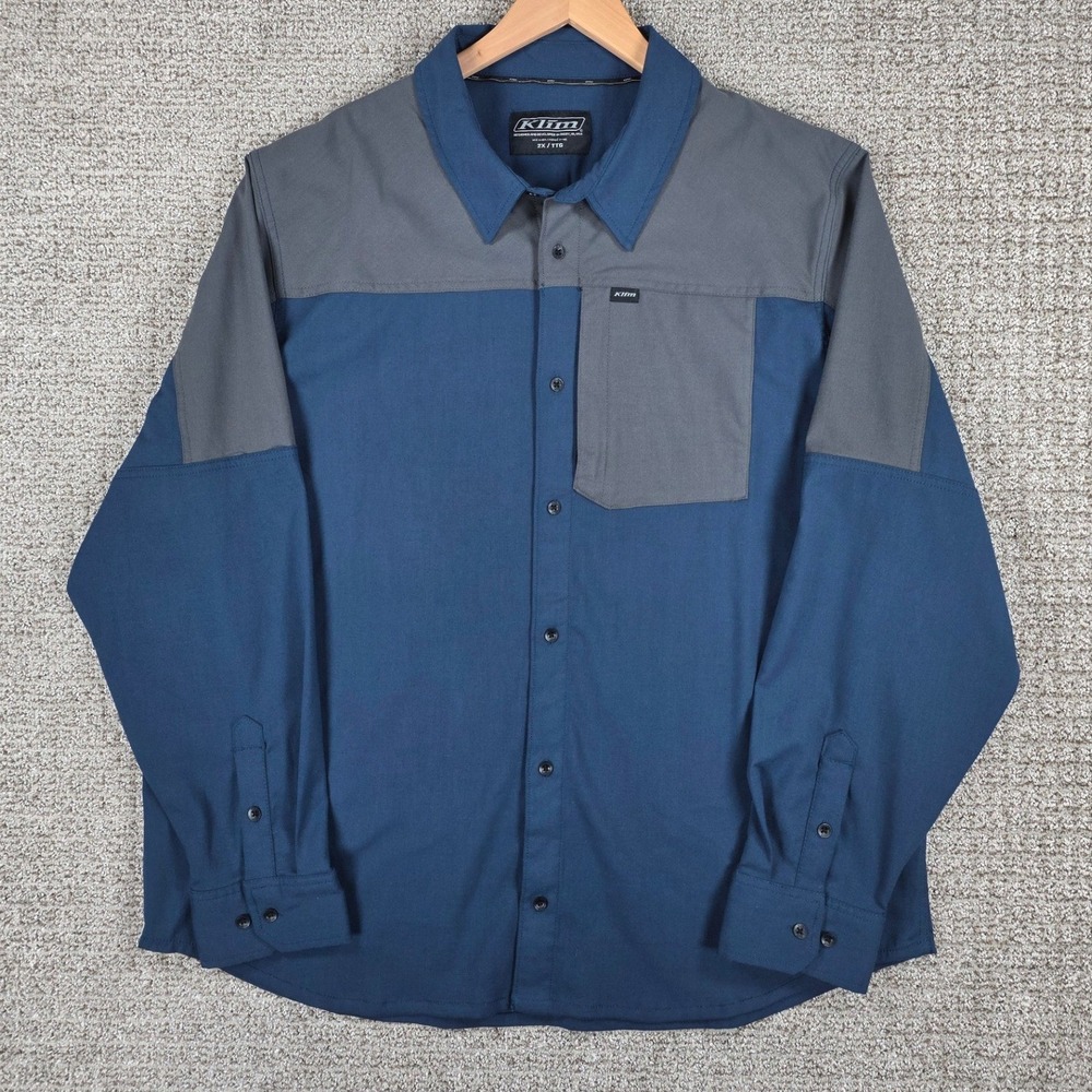 Klim Phelps Midweight Stretch Flannel Shirt Mens‎ 2XL Blue Gray Button Up
